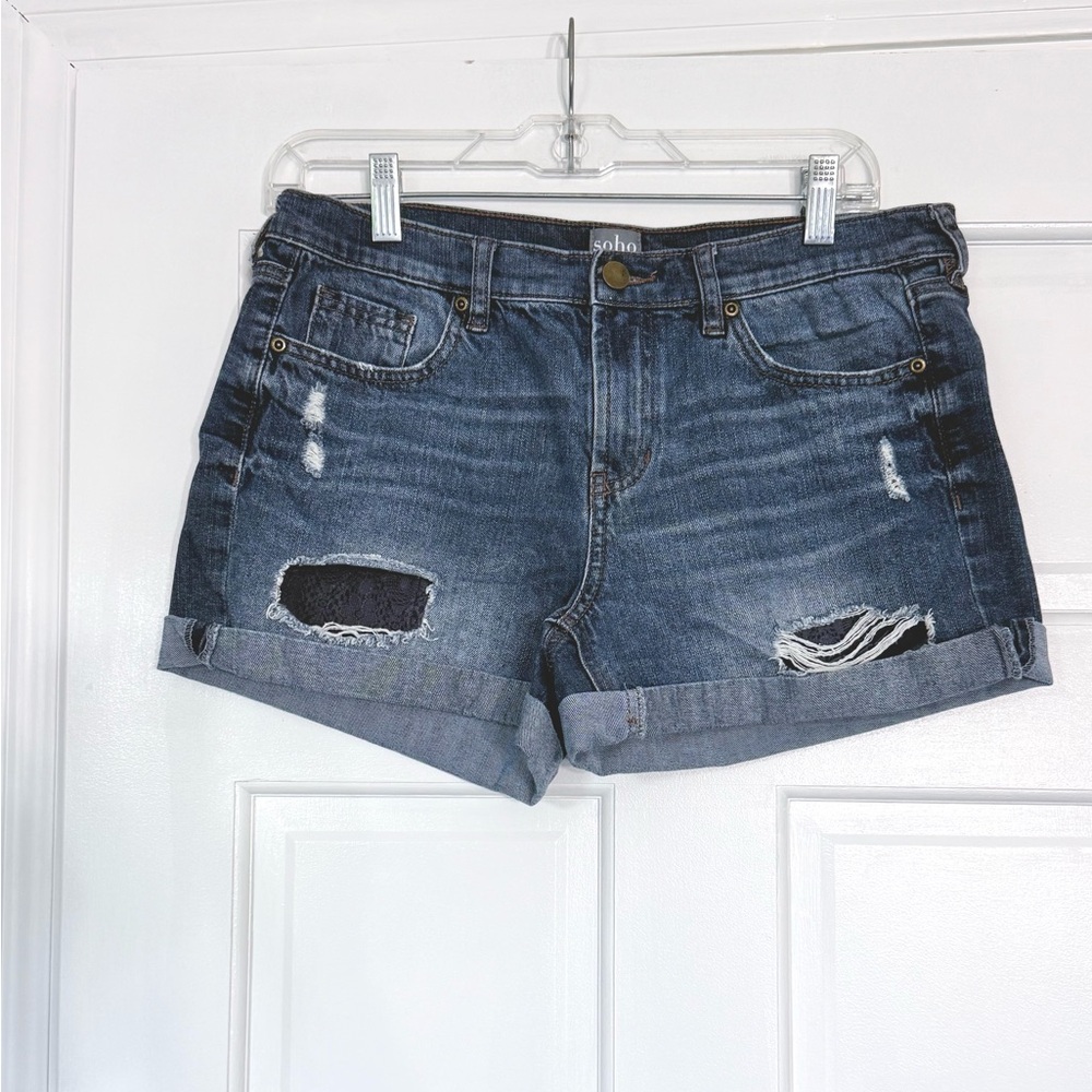 New York & Company Blue Jean Shorts Distressed Cuffed